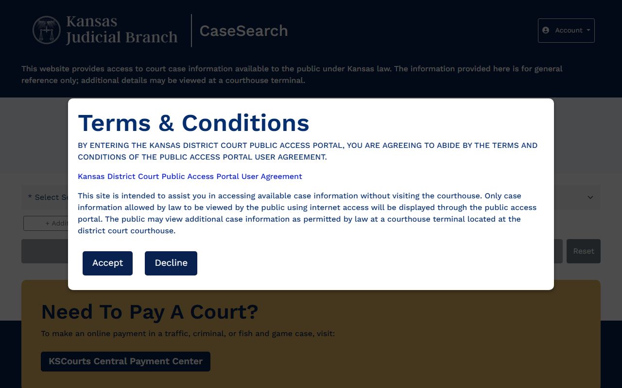 Kansas case search portal for Sheridan County court records after arrest
